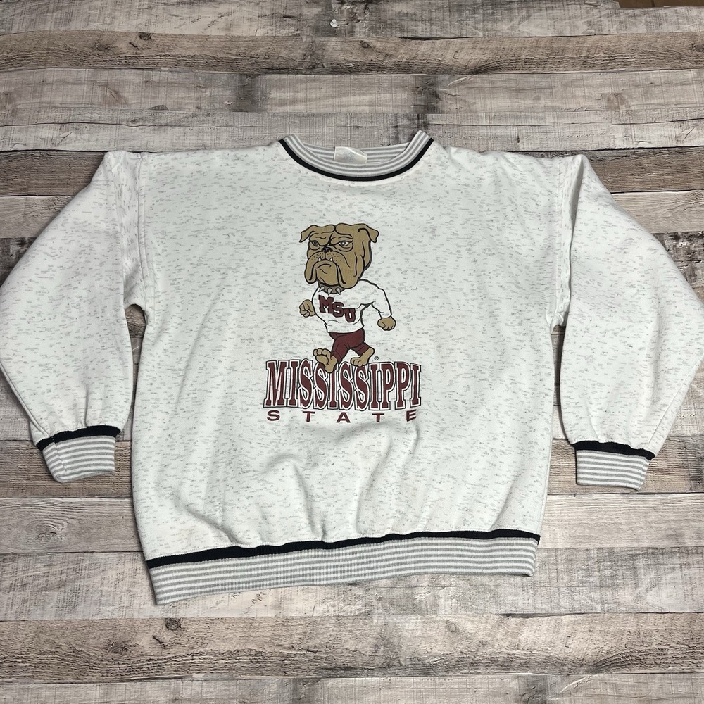 Mississippi State Sweatshirt Size Large White Vintage NCAA College Sportswear